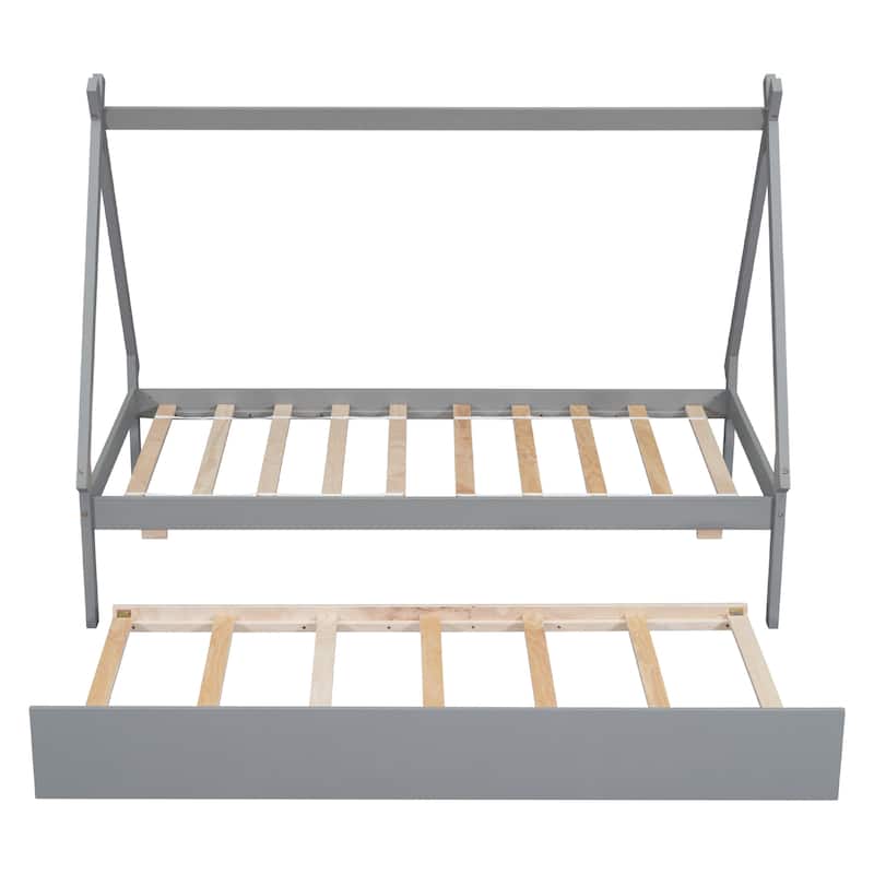 Twin size Tent Floor Bed with Trundle