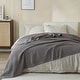 preview thumbnail 33 of 99, Linery & Co. 100% Cotton All-Season Lightweight Waffle Weave Knit Throw Blanket Dark Grey - Full/Queen