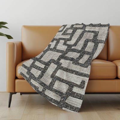 Premium Machine Washable ASB110 Modern Geo Sherpa Throw Blanket