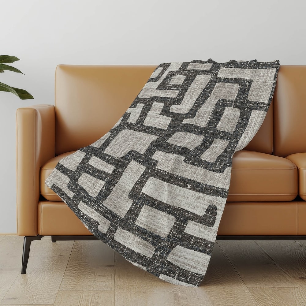 Premium Machine Washable ASB110 Modern Geo Sherpa Throw Blanket