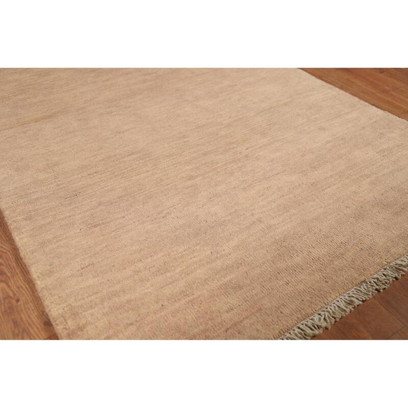 Gabbeh Modern Runner Rug Handmade Solid Brown Wool Carpet - 3'0"x 10'1"
