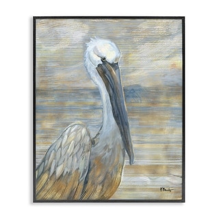 Stupell Coastal Pelican Bird Abstract Portrait Framed Giclee Texturized ...