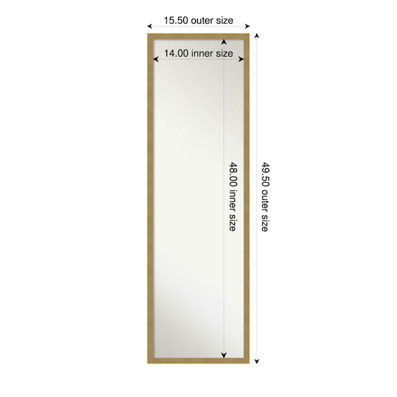 Incline Non-Beveled Wood Framed Full-Length On the Door Mirror - 16 x 50 in - Incline Dark Gold