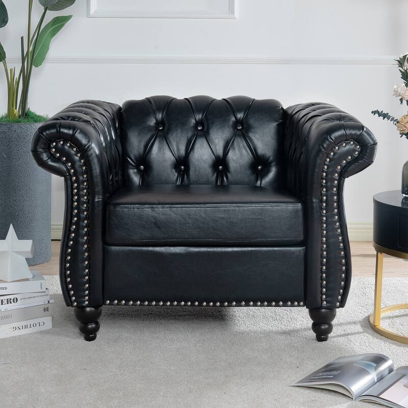 HCHAIRH Tufted Rolled Arm Seater Sofa Chair For Living Room