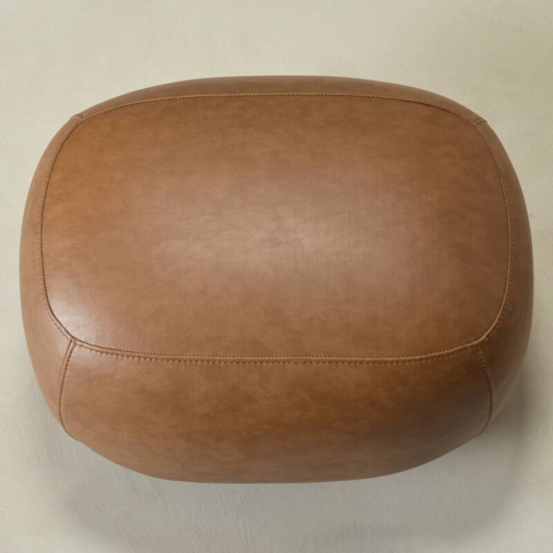 KINWELL 23" Wide Faux Leather Upholstered Ottoman Footrest, PU Entryway Footstool