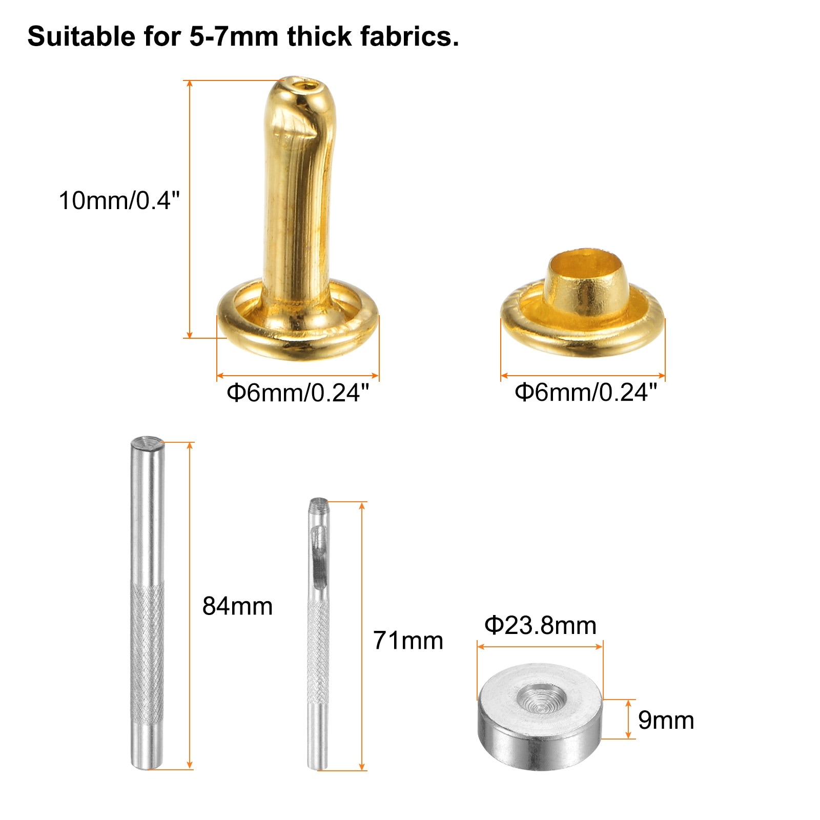 Leather Rivets Metal with Setter Tools