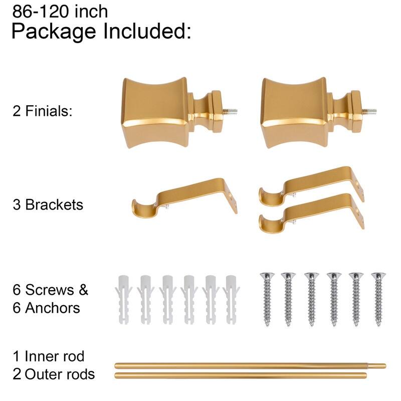 UTOPIA ALLEY Wall Mounted 3/4 Inch Curtain Rod - Curtain Rods For Windows, Adjustable Drapery Rods