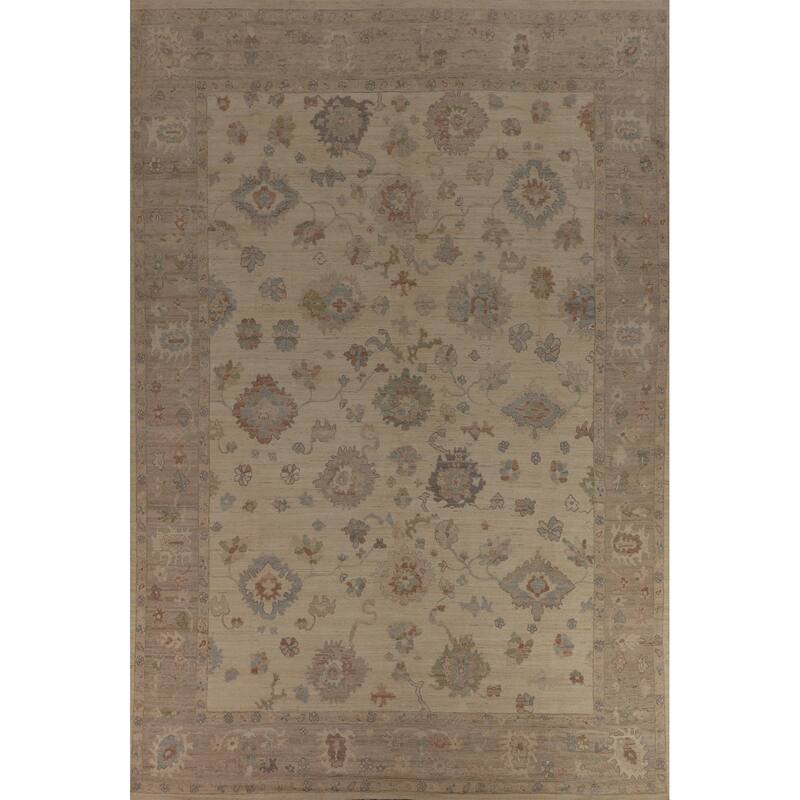 Vegetable Dye Oushak Turkish Large Area Rug Hand-Knotted Wool Carpet - 10'3"x 14'1"