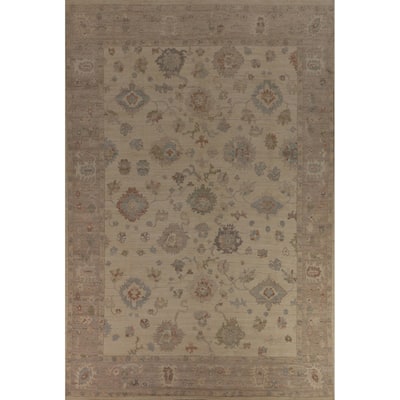 Vegetable Dye Oushak Turkish Large Area Rug Hand-Knotted Wool Carpet - 10'3"x 14'1"