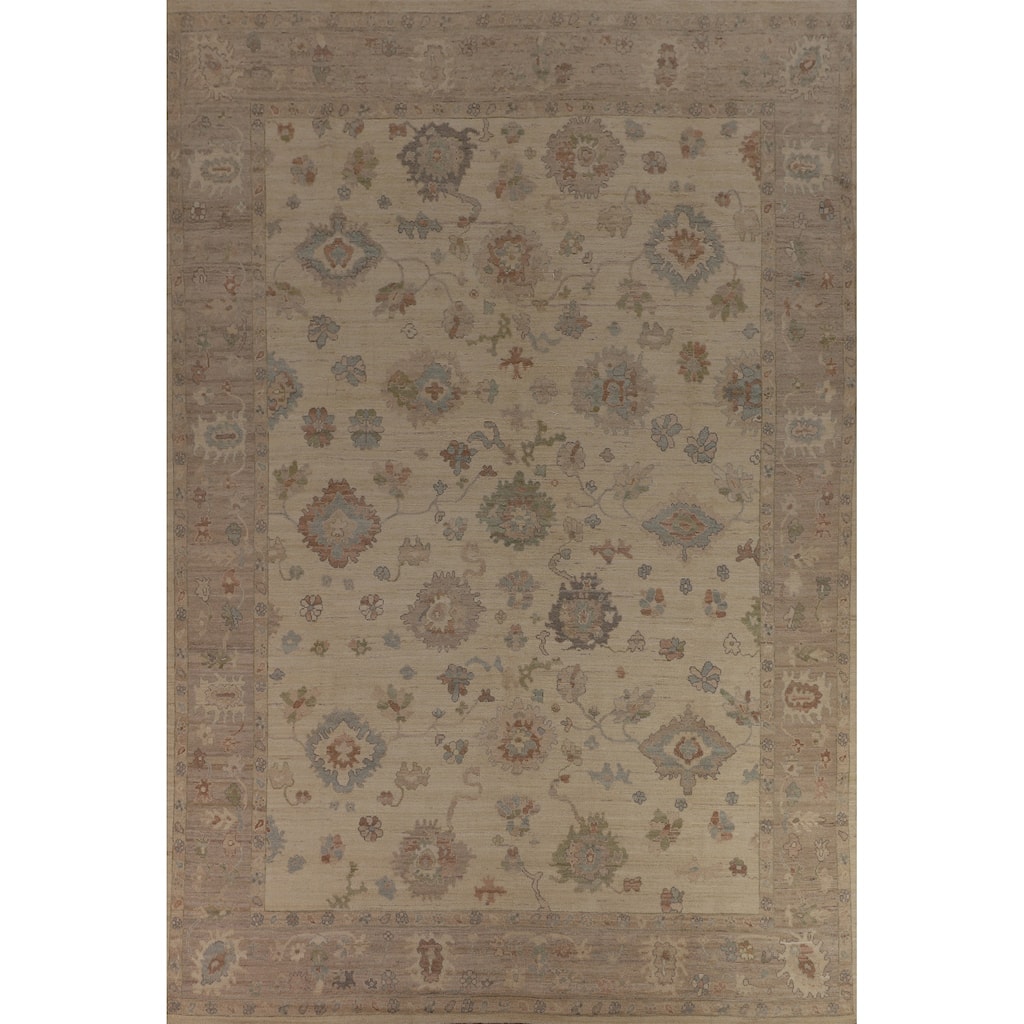 Vegetable Dye Oushak Turkish Large Area Rug Hand-Knotted Wool Carpet - 10'3"x 14'1"