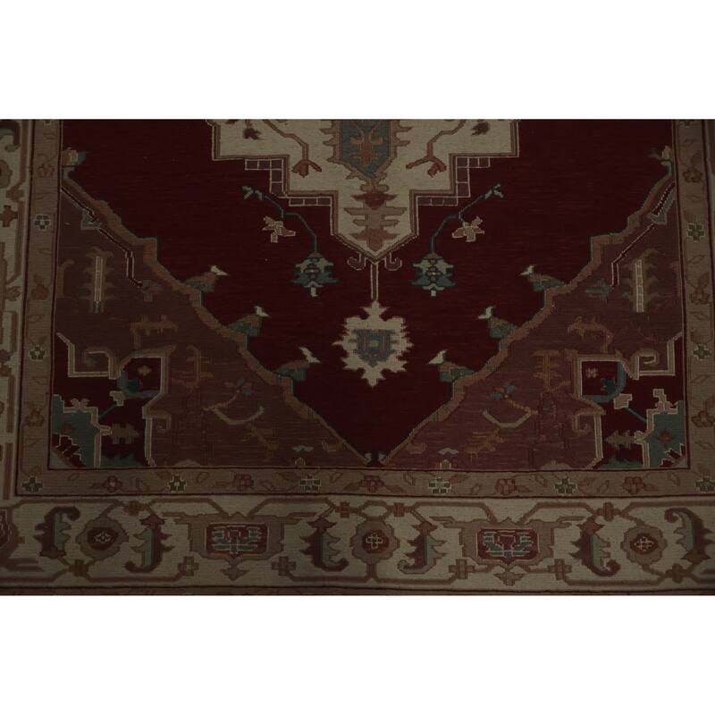 Hand Knotted Oriental 100% Wool Carpet Traditional Medallion Oranges & Rust Sumak Area Rug - 8' 9'' X 5' 11''