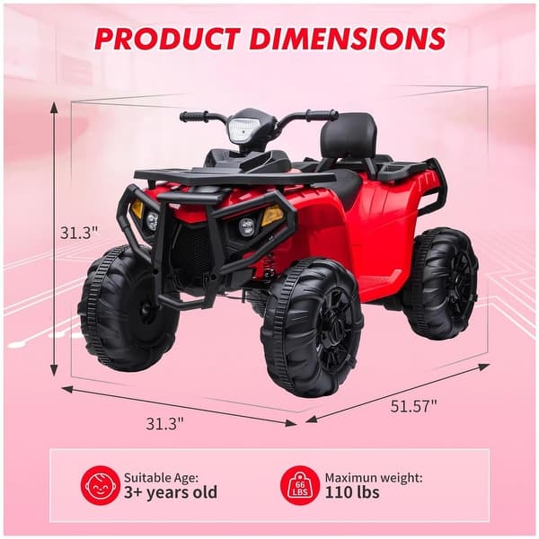 dimension image slide 3 of 6, Kids Ride On Car ATV Battery Powered Car