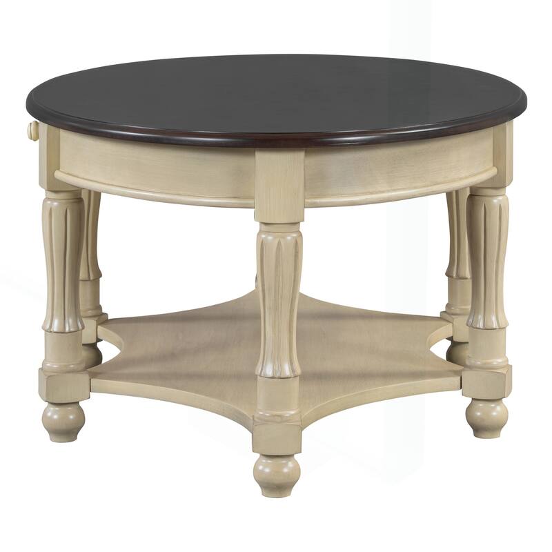 Vintage Oval Coffee Table with Multiple Storage Options and Sturdy Construction