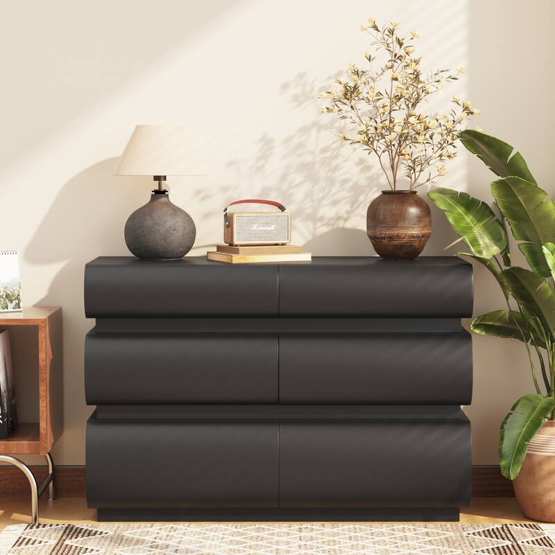 Pull-less Dresser with 6 Drawers, Modern 6 Chest of Drawers with Wide Storage for Bedroom Entryway