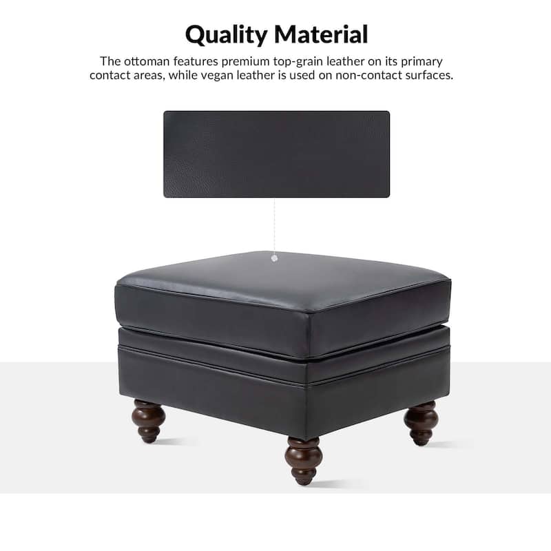 Irene Contemporary Genuine Leather Water Resistant Ottoman by HULALA HOME