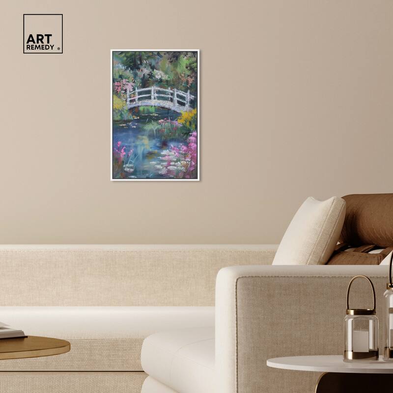 Art Remedy Hidden Garden Framed Impressionism 1 Piece Canvas Wall Art /Monet And Van Gogh Inspired Art