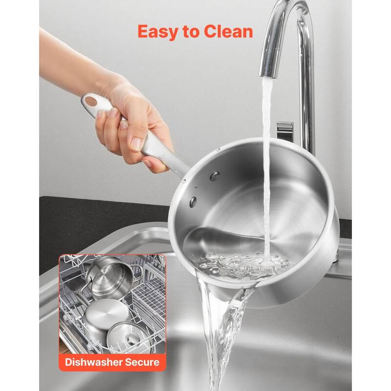 Silver 2-in-1 Aluminum Saucepan with Steamer Insert Oven Safe for Daily Use