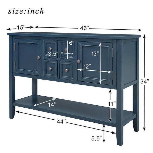 Cambridge Series Buffet Sideboard Console Table with Bottom Shelf Light ...