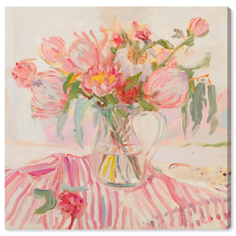 Candy Stripe Bloom Canvas by Art Remedy, Gallery Wrapped - 24" x 24"