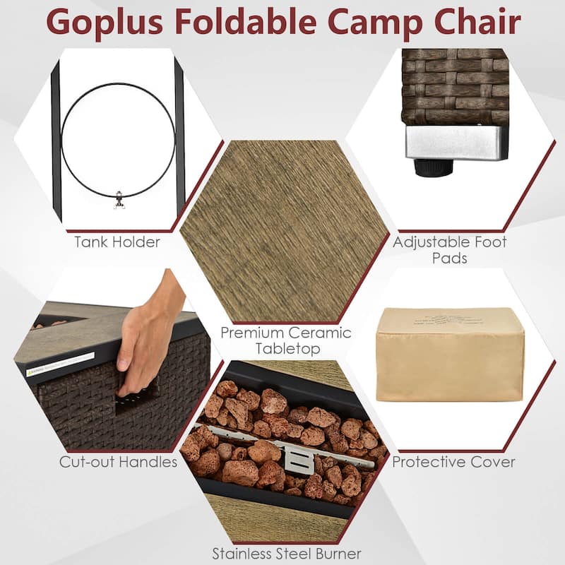 Costway 7 Pieces Outdoor Furniture Set with 32" Fire Pit Table and - See Details