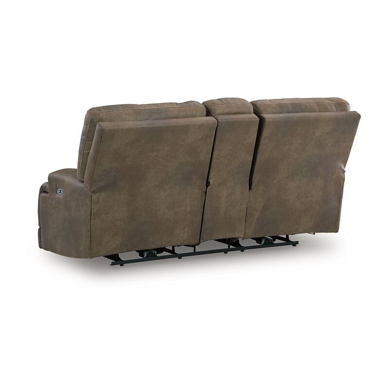 Signature Design by Ashley Bealeaf Brown Power Reclining Loveseat with Console - 79" W x 42" D x 42" H