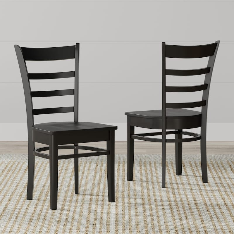 5-Piece Dining Set, 48" Rectangle Wood Table and Slat Back Chairs