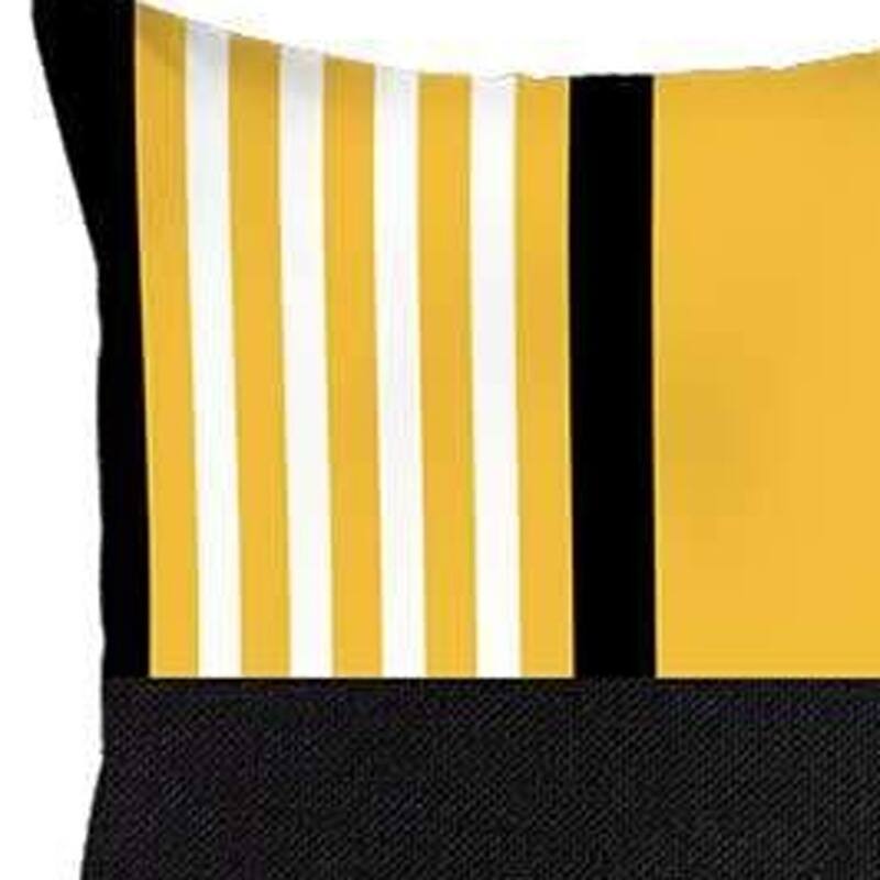 HomeRoots Set of Four 18" Yellow and Black Color Block Throw Pillow