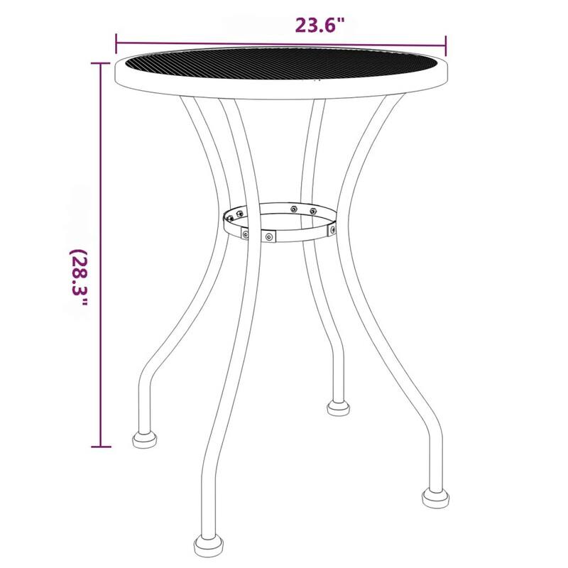 Outdoor Dining Breakfast Table, 28 Inch, Round Tabletop, Gray Metal
