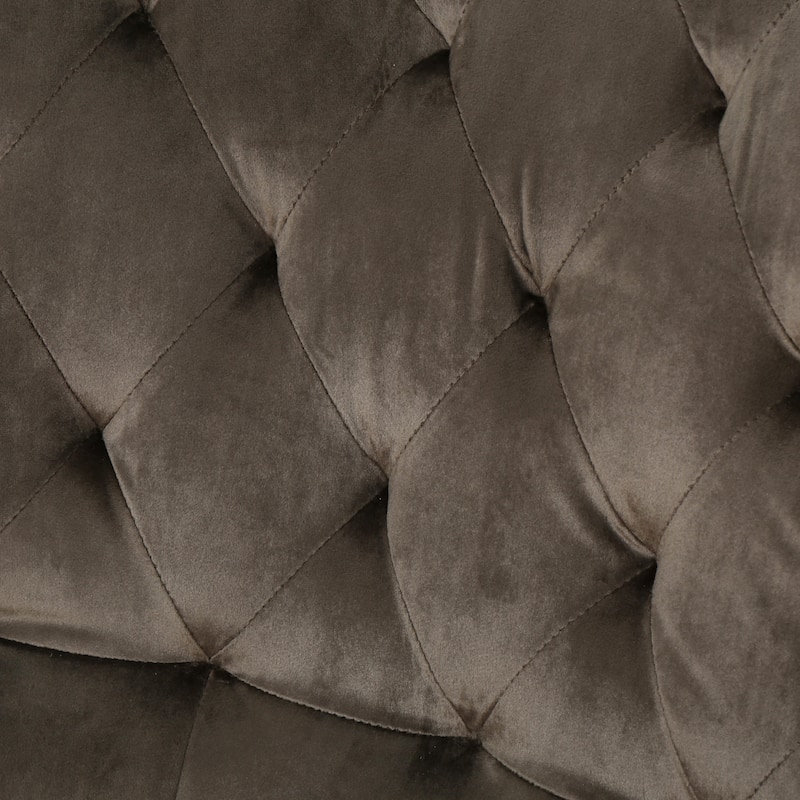 Grey Modern 32" High Back Velvet Upholstered Button Tufted Club Chair with Birch Wood Legs and Nailheads