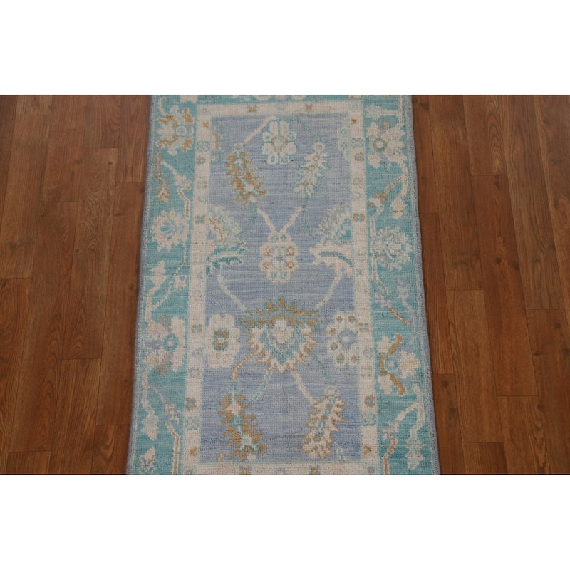 Geometric Oriental Oushak Turkish Rug Wool Hand-knotted Foyer Carpet - 2'0" x 3'11"