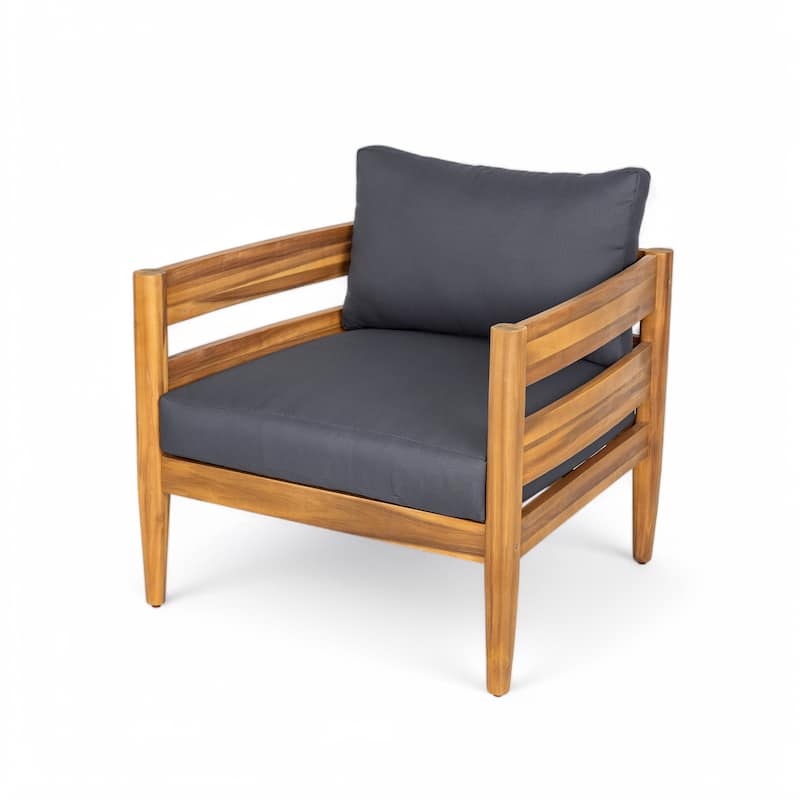 Christopher Knight Home - Alexandra Curved Acacia Wood Outdoor Club Chair