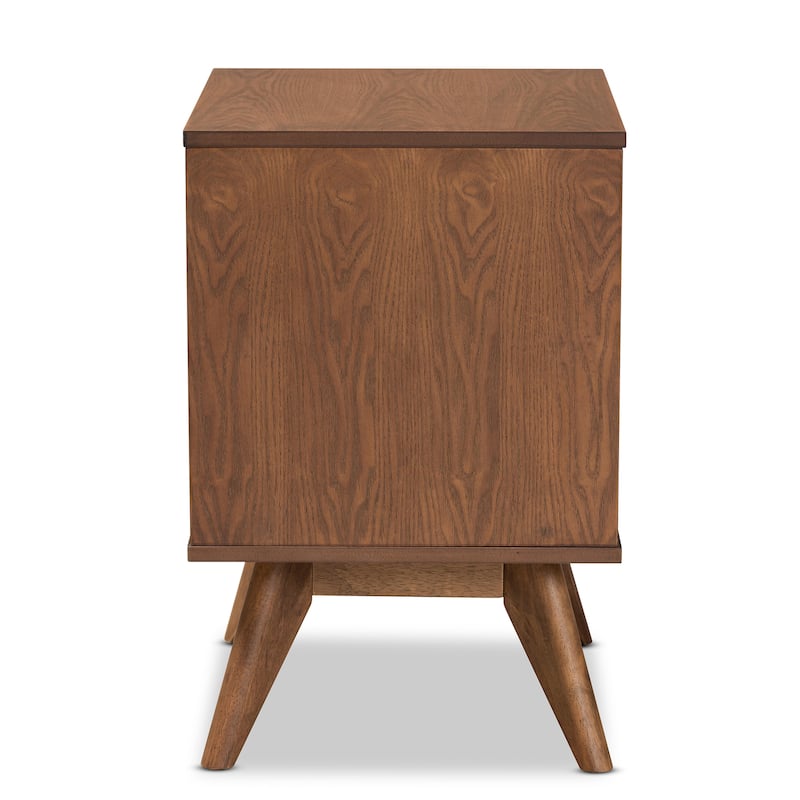 Barrett Mid-Century Modern Wood and Synthetic Rattan Nightstand