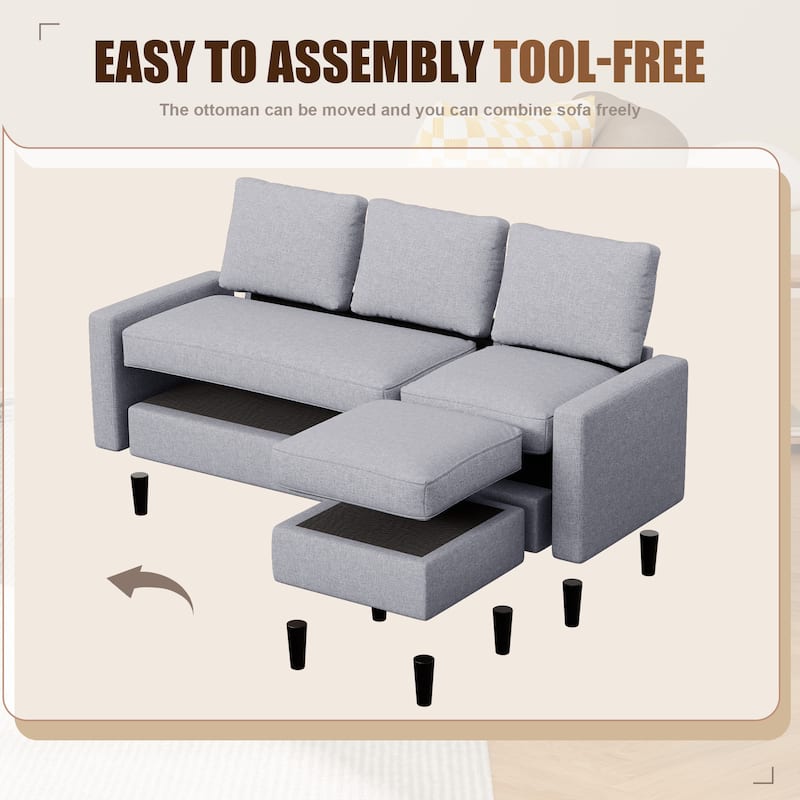 Futzca 74" Convertible Sectional Sofa Couch, Small L-Shaped Sofa