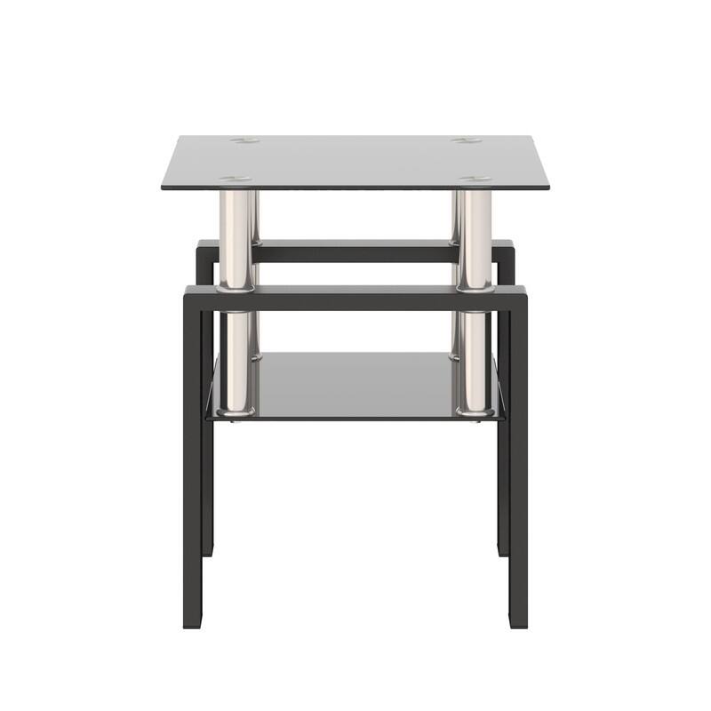 1-Piece Modern Tempered Glass Tea Table Coffee Table End Table, Square Table for Living Room