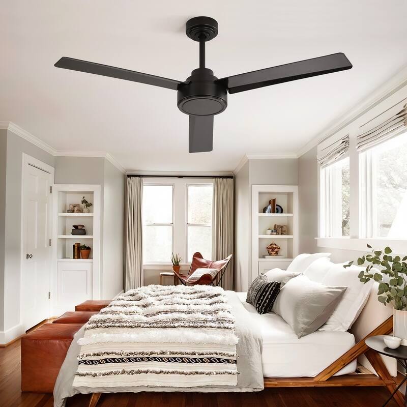 52" Ceiling Fan Without Light, 6-speed Reversible DC Motor Ceiling Fan for Living Room Bedroom Kitchen
