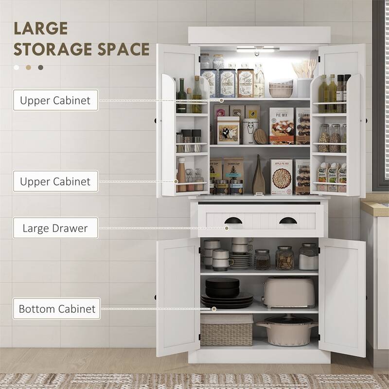 71" Kitchen Pantry Cabinet w/Motion Sensor Light,Tall Storage Cabinet