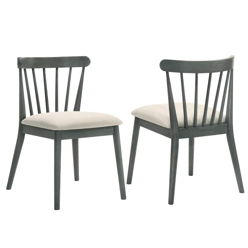 2 Pieces Set Dining Side Chair Rustic Modern Farmhouse Design Retro Design Easy to Assembly - Gray