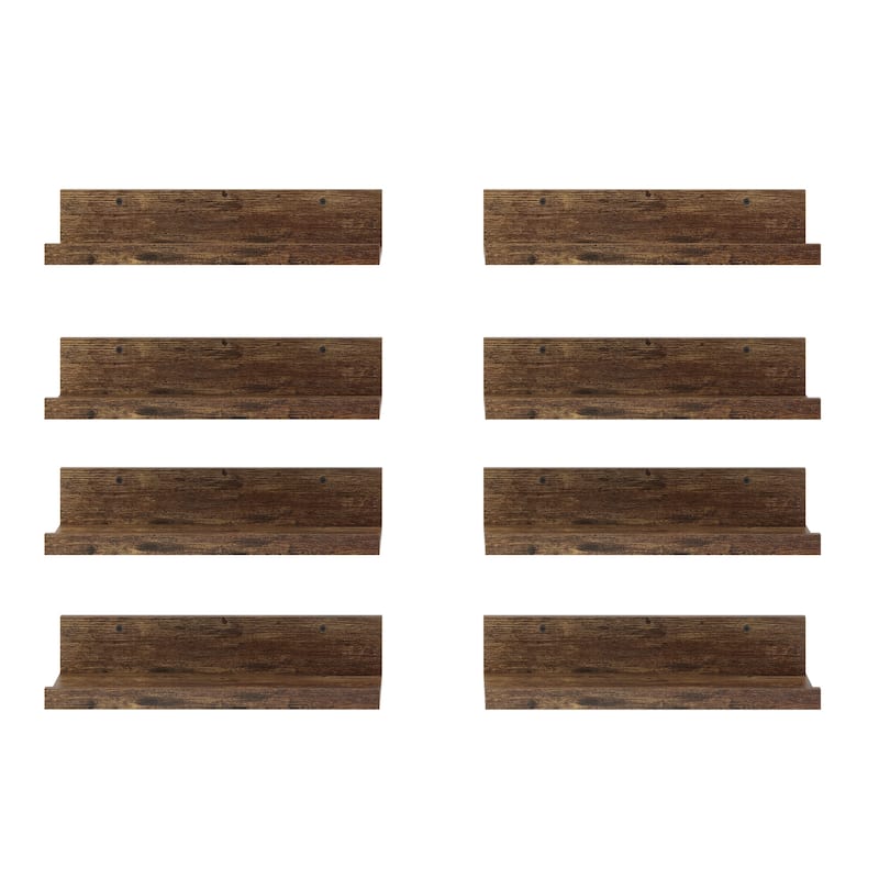 Homy Casa U-Shaped Wall-Mounted Floating Shelf Set of 8, Black & BR