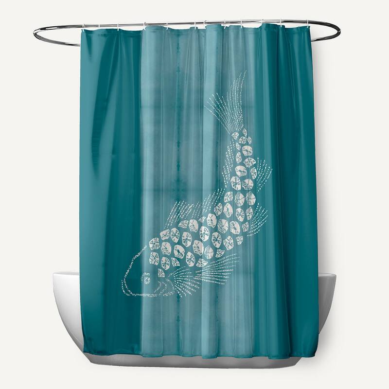 Fish Pool Animal Print Shower Curtain - Teal