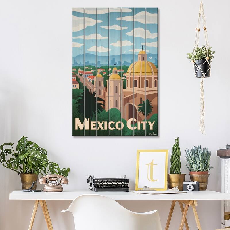 Mexico City Print On Wood by IdeaStorm Studios - Multi-Color