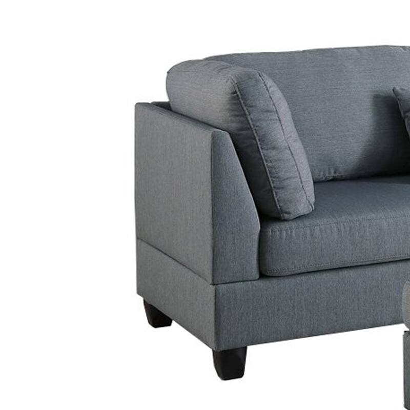 Linen Fabric 3 Pieces Sectional In Gray
