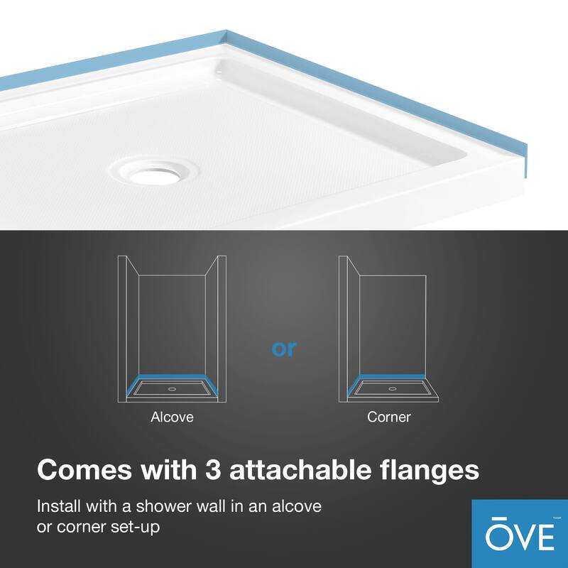 Ove Decors 15SBR-BALI38 Bali 38" x 32" Rectangular Shower Base with