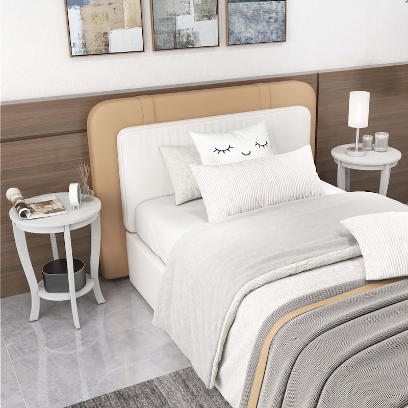Costway 2-Tier End Table 18'' Round Compact Sofa Side Nightstand with - See Details