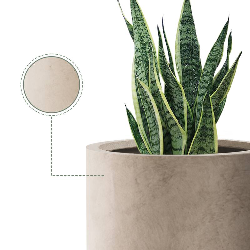 Plantara 16", 13", & 10" D Concrete Outdoor planter,Flower pot (Set of 3),Modern Round Plant pot for Garden