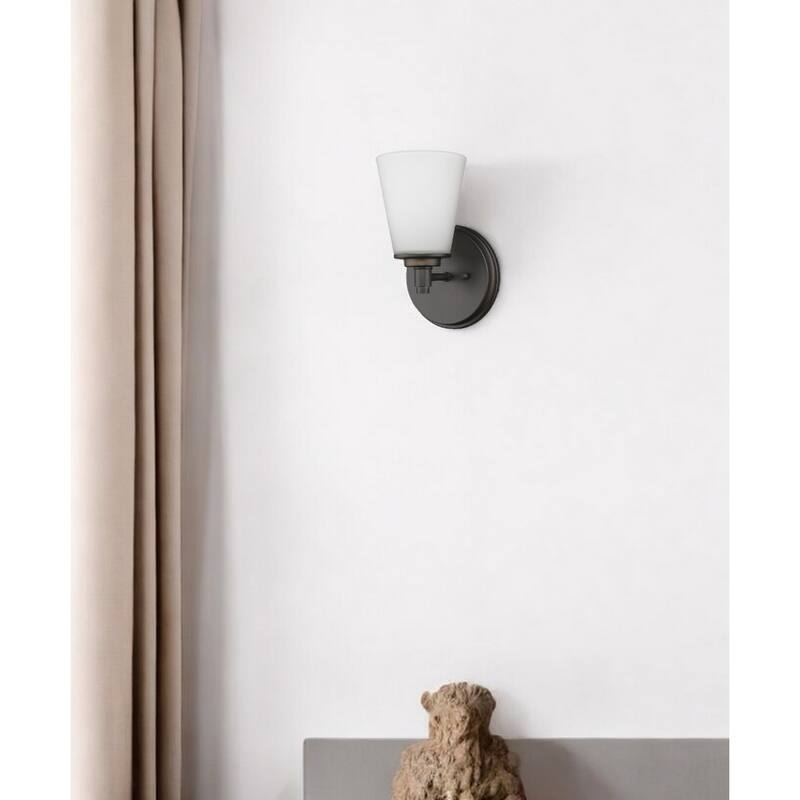 Wall Sconce with Frosted Glass Shade for Bedroom and Living Room - 6.50” x 6.25” x 10”