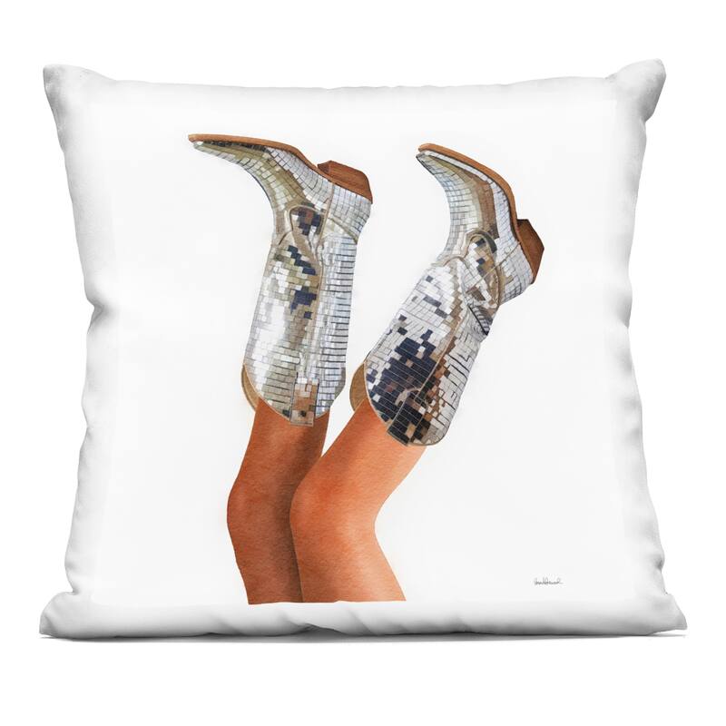 Stupell Glitzy Glam Cowgirl Boots Decorative Printed Throw Pillow Design by Amanda Greenwood - Accent - Polyester - Silver - Single
