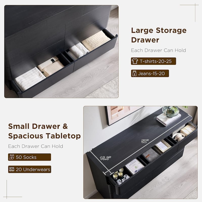 Modern 9 Drawer Dresser for Bedroom, Chest of Drawers, TV Stand