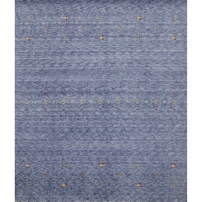 Hand Knotted Oriental 100% Wool Carpet Tribal Animal Pictorial Navy Blue & Blues Gabbeh Area Rug - 6' 0'' X 6' 1''