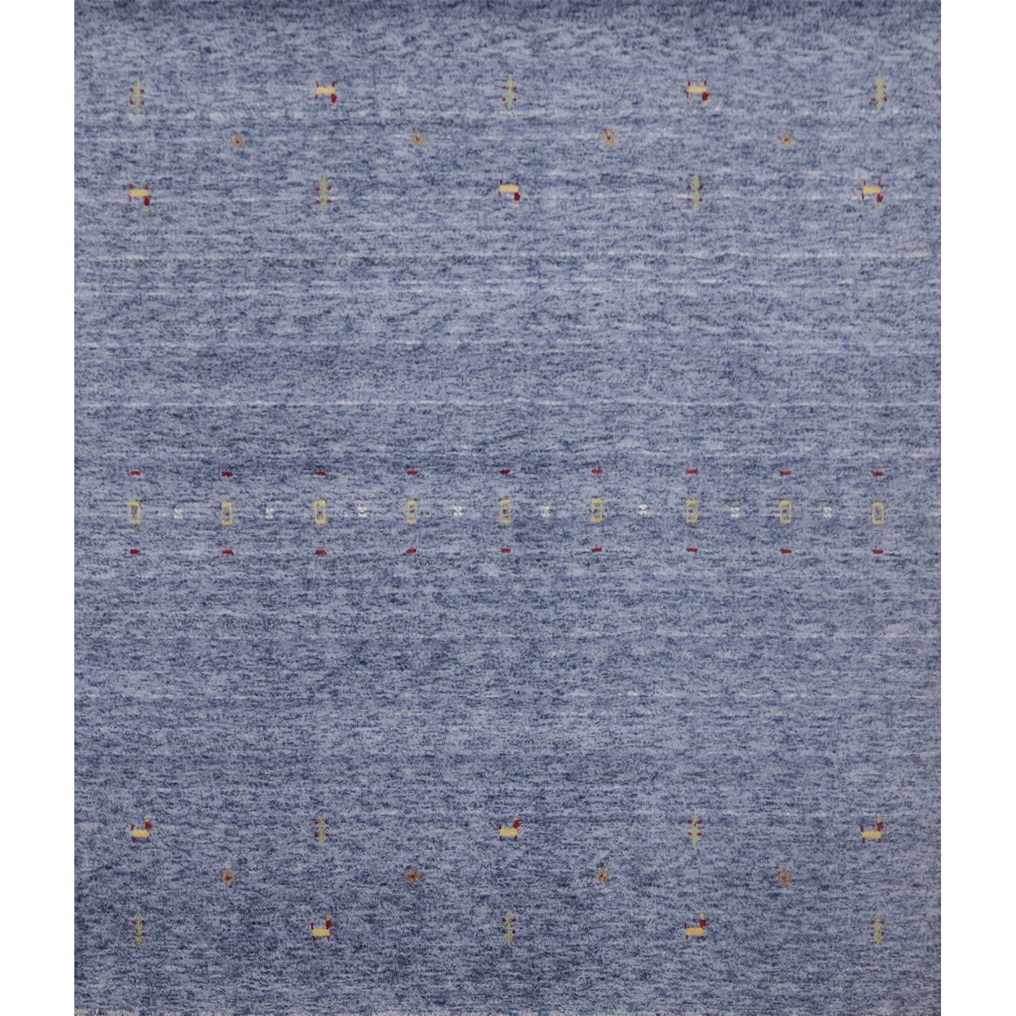 Hand Knotted Oriental 100% Wool Carpet Tribal Animal Pictorial Navy Blue & Blues Gabbeh Area Rug - 6' 0'' X 6' 1''
