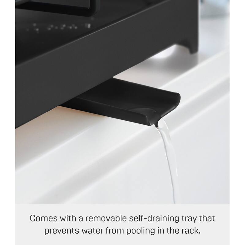 Yamazaki Home Wire Dish Rack, Steel, Holds 17.6 lbs - L 9.06 x W 16.54 x H 6.69 inches